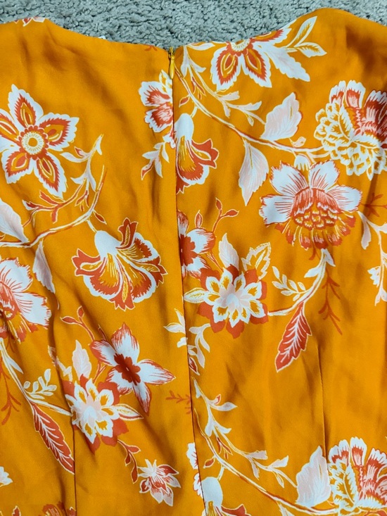 Collective Concepts Floral Midi Dress Women size Medium Orange Cutout Ring Dress - Picture 12 of 12